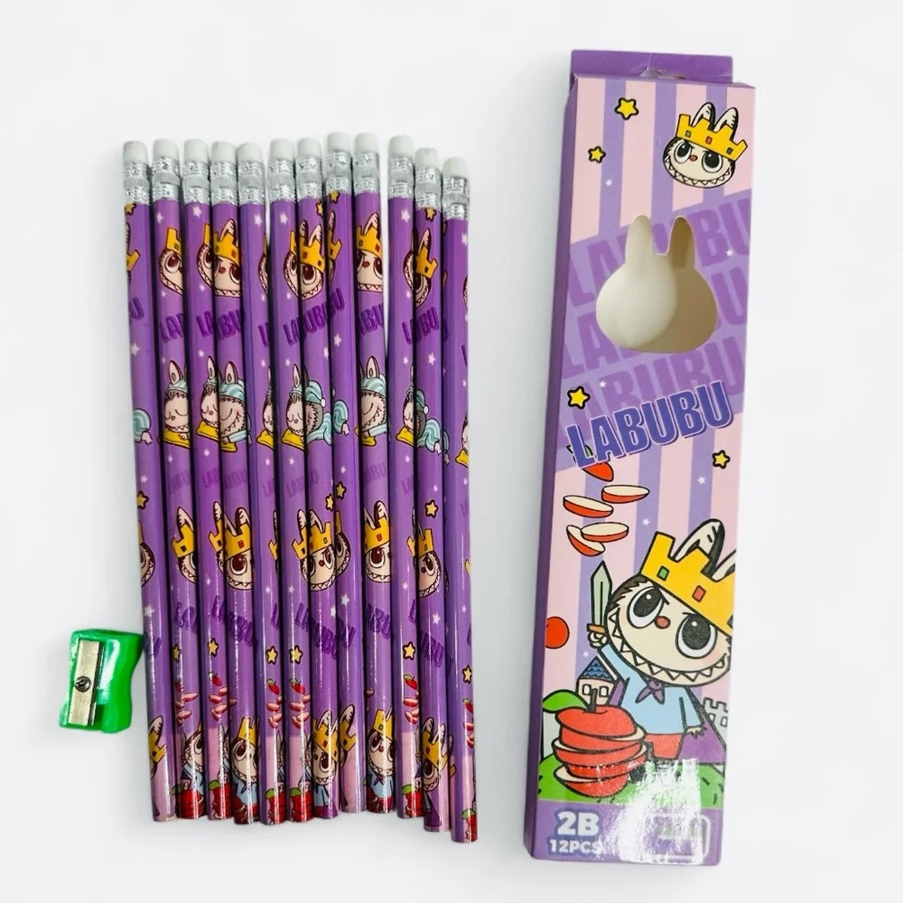 LABUBU Purple Pencil Set includes 12 "2B" Pencil & Sharpener - Picture 3 of 5